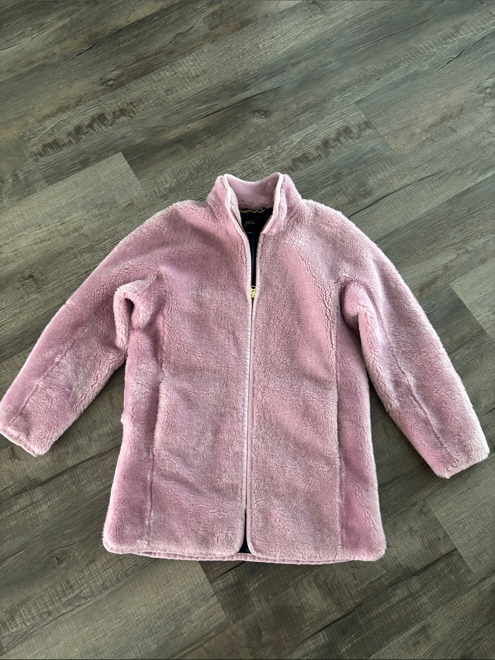 J. Crew Plush Teddy Bear Coat Smokey Wisteria Color Full Zip Size Small